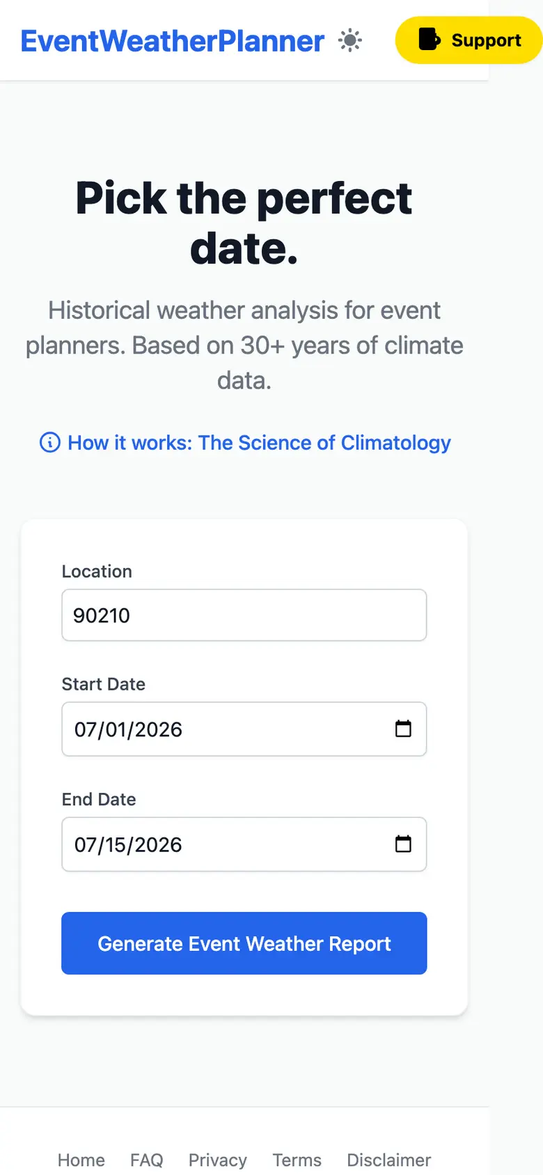 Event Weather Planner UI